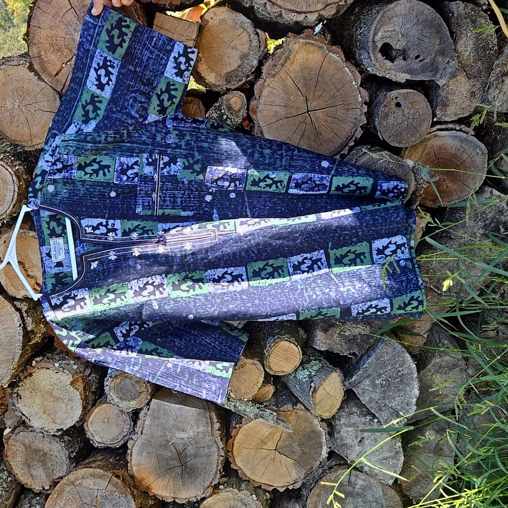 Blue and Green Men's Dress Shirt